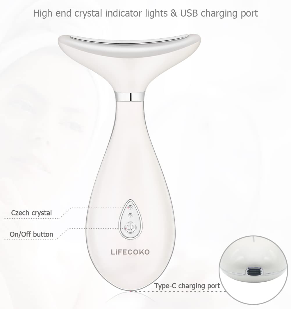 Electric Face Massager Anti-Wrinkle Beauty Massager for Face and Neck Massager Toning Device for the Portable USB Rechargeable (White)