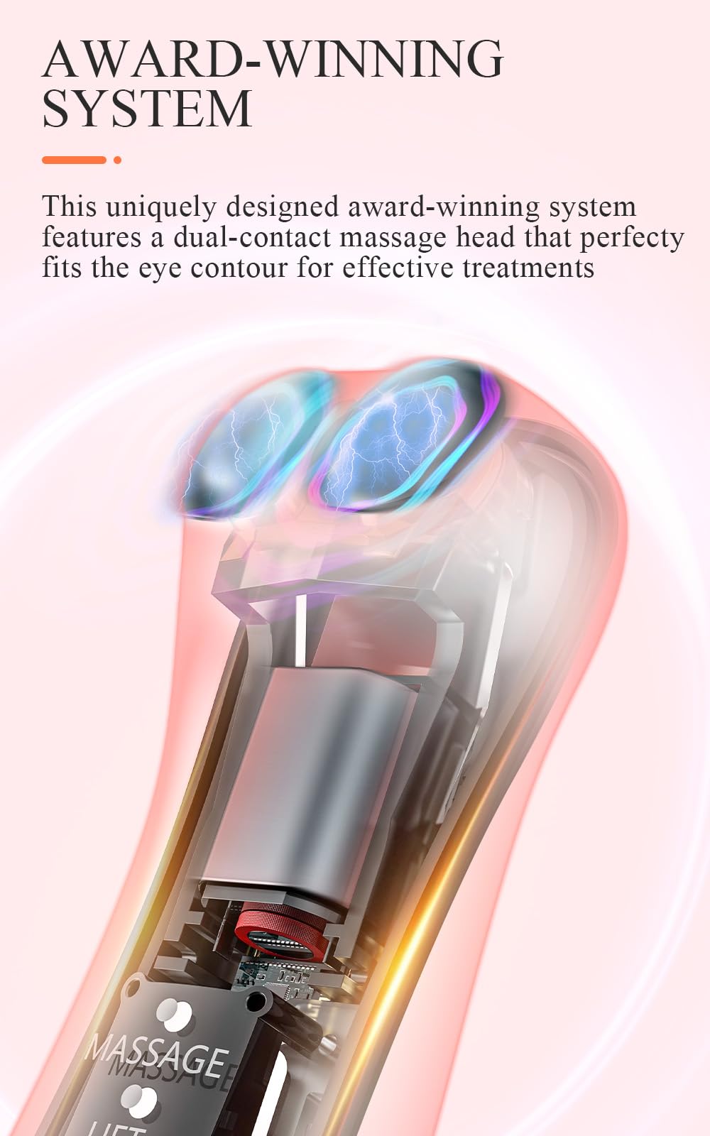 TOUCHBeauty EMS Eye Massager, Anti-Wrinkle Massage with Heating and Vibration, Rechargeable Anti-Aging Massager with 2 Massage Modes for Under Eye Bags, Dark Circles