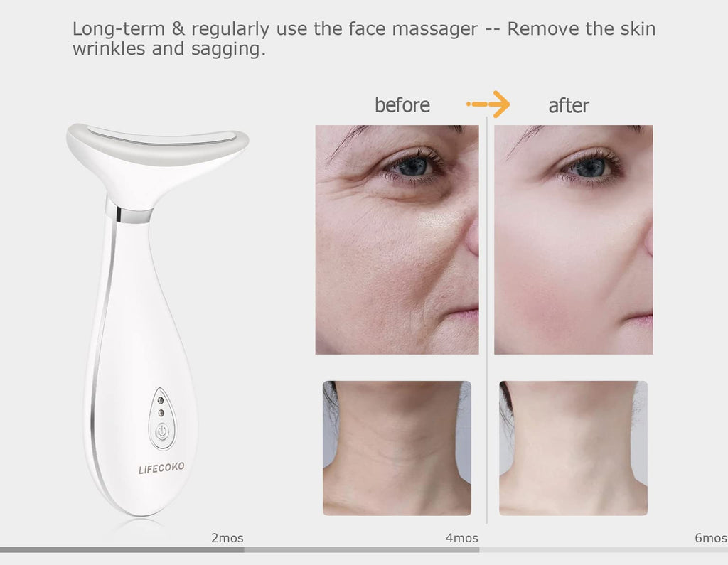 Electric Face Massager Anti-Wrinkle Beauty Massager for Face and Neck Massager Toning Device for the Portable USB Rechargeable (White)