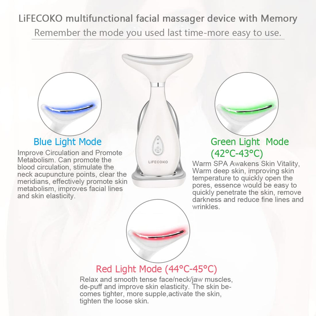 Electric Face Massager Anti-Wrinkle Beauty Massager for Face and Neck Massager Toning Device for the Portable USB Rechargeable (White)