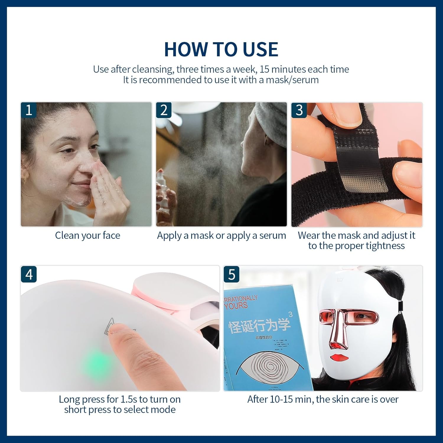 Wireless LED Mask 7 Colors with 270 Beads Rechargeable Red Light Therapy Face Mask Anti-Aging Rejuvenating Firming Smoothing Skin